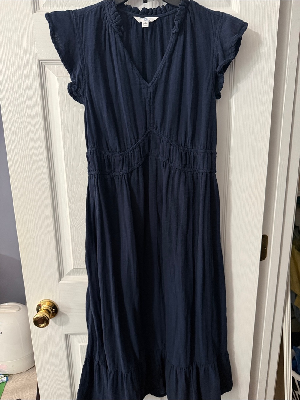 Time and Tru Navy V-Neck Tiered Maxi Dress